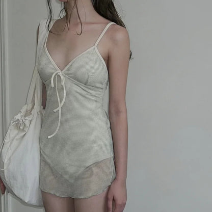 Neck Skirt Mesh Yarn To Cover The Belly and Show Thinness, High-end One-piece Swimsuit for Women
