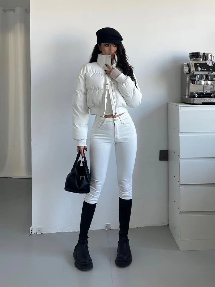 White High Waist Elastic Casual Jeans For Women's Autumn Winter New Design Pencil Pants Elegant Women Korean N4GS