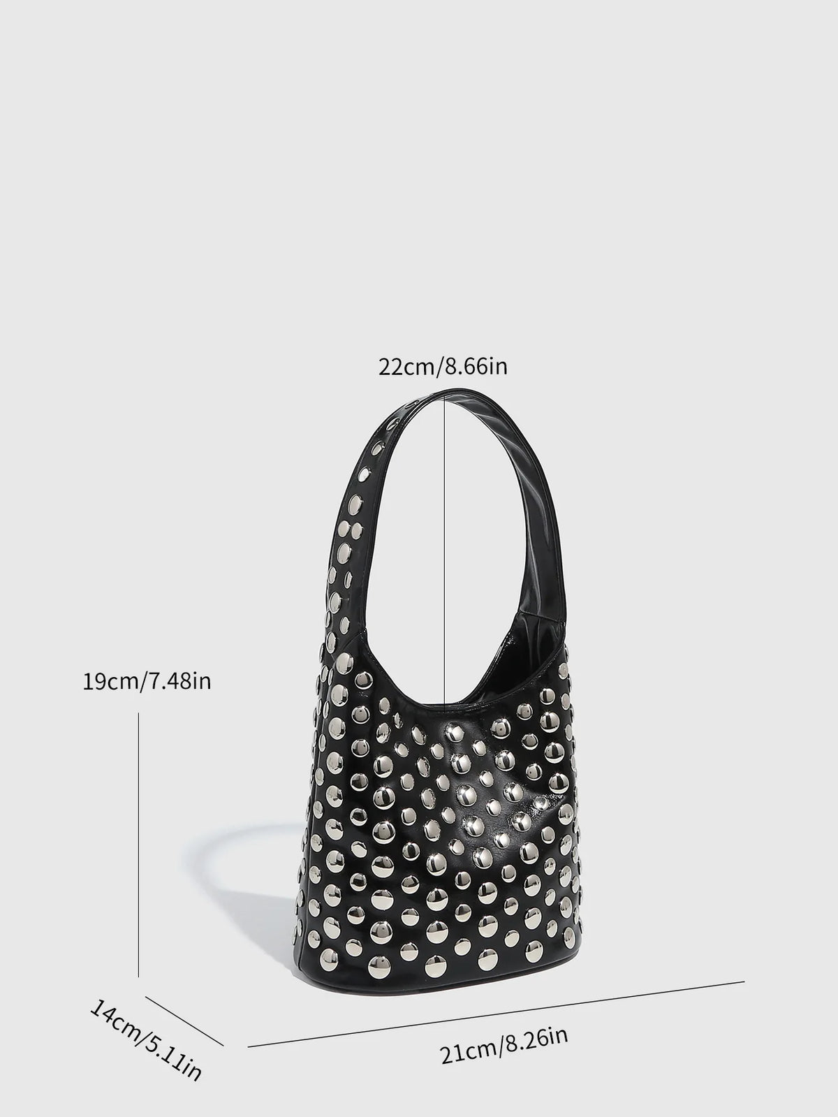 New Rivet Bucket Bag Motorcycle Texture Trend Handbag Highlights Unique Personality Tortoise Shell Sequins Soft Ladies Bag
