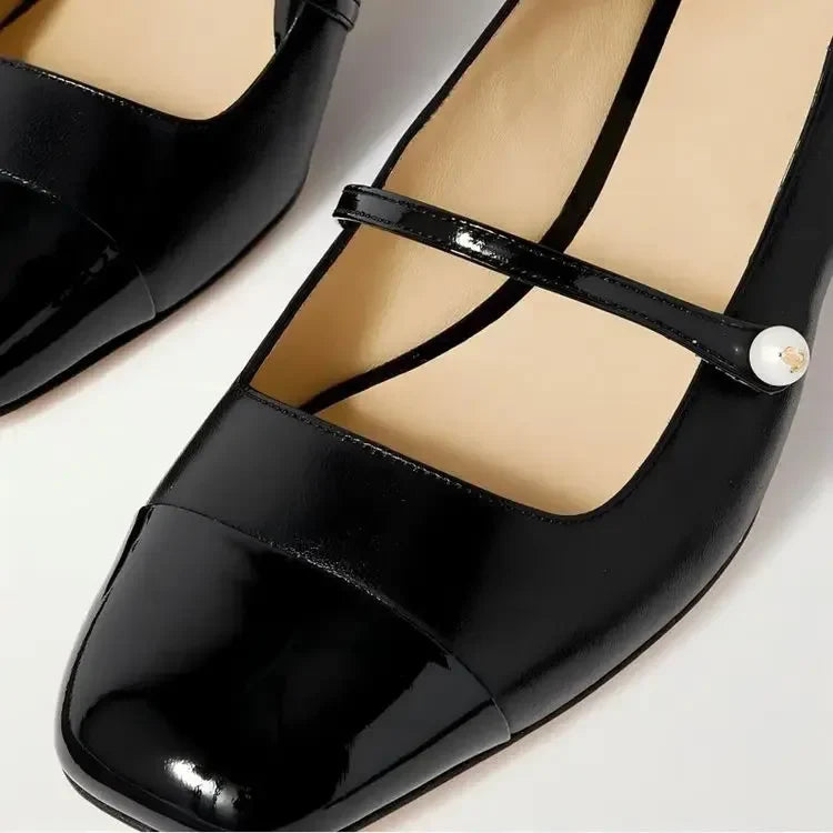 Women's New 4cm Thick High Heels Mary Jane Single Shoes Square Head Shallow Mouth Office Women's Size 34-46 Large Women's Shoes