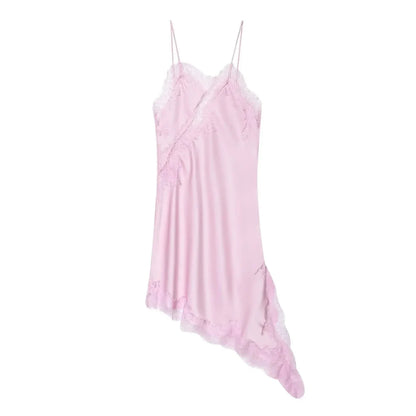Womens Summer Mini Sleeveless Backless Vestidos Dresses Lace Asymmetric Slip Dress Sexy Evening Party Dresses