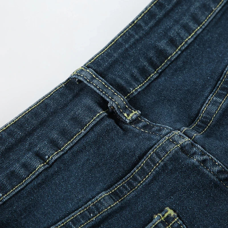 Y2K Rose Embroidered Trumpet Jeans Women Fashion Aesthetic Slim Flare Pants Vintage Blue 2000s Denim Trousers Spring