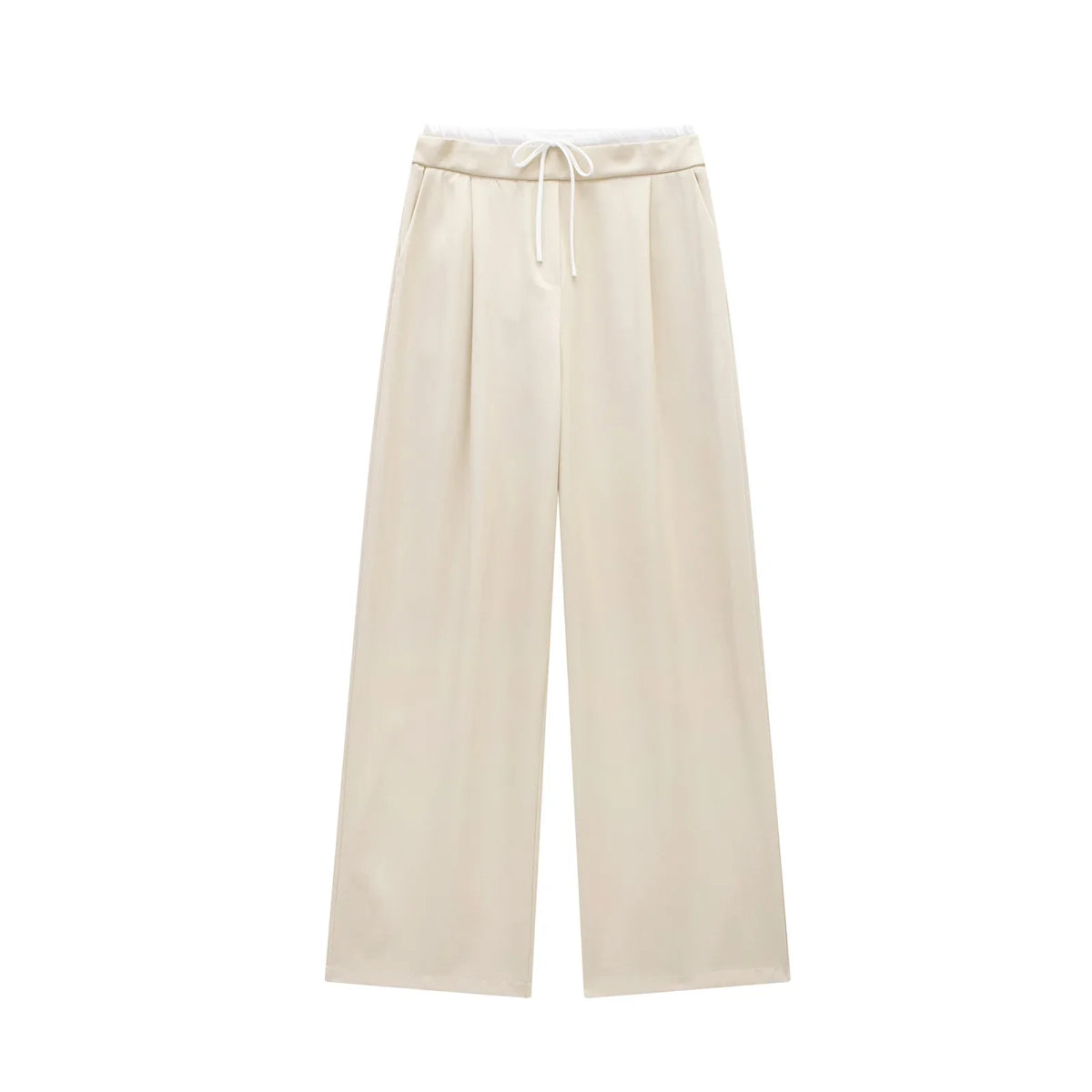 Spring Streetwear Patckwork Black Women Pants High Waist Elastic Wide Leg Long Pants Fashion Summer Bow Tie Trousers