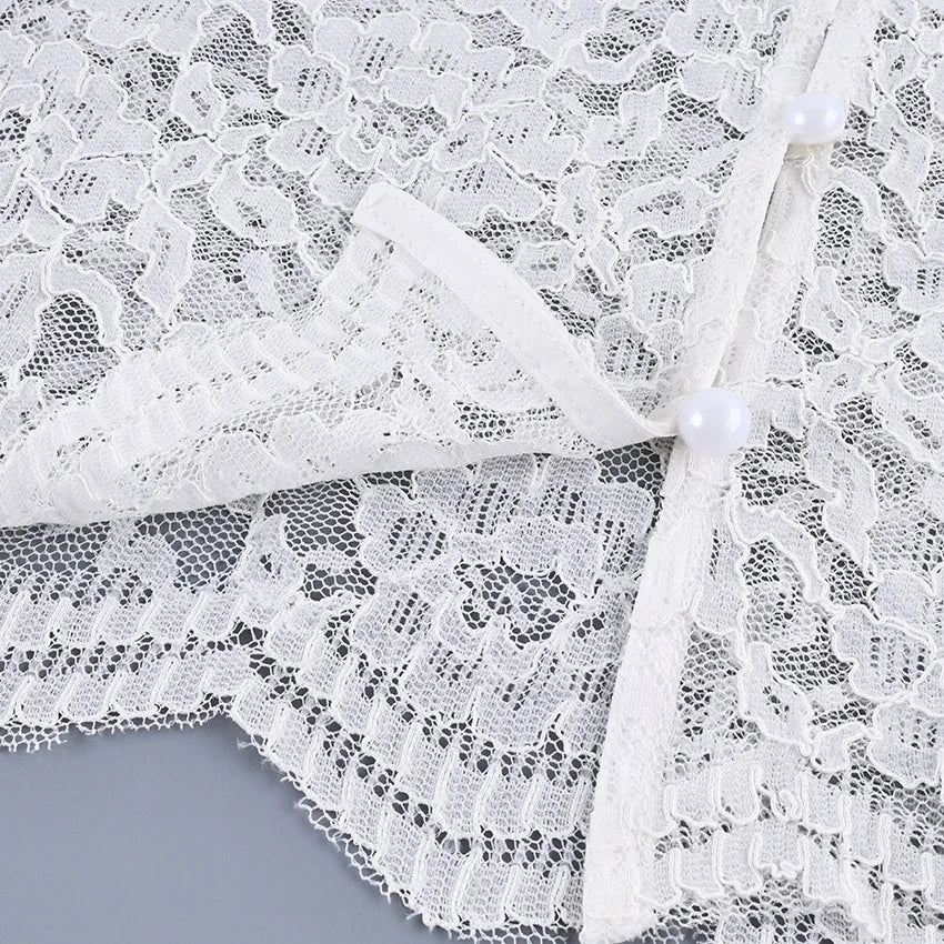New lace see through double-layer ruffle collar shirt with stylish and stylish design