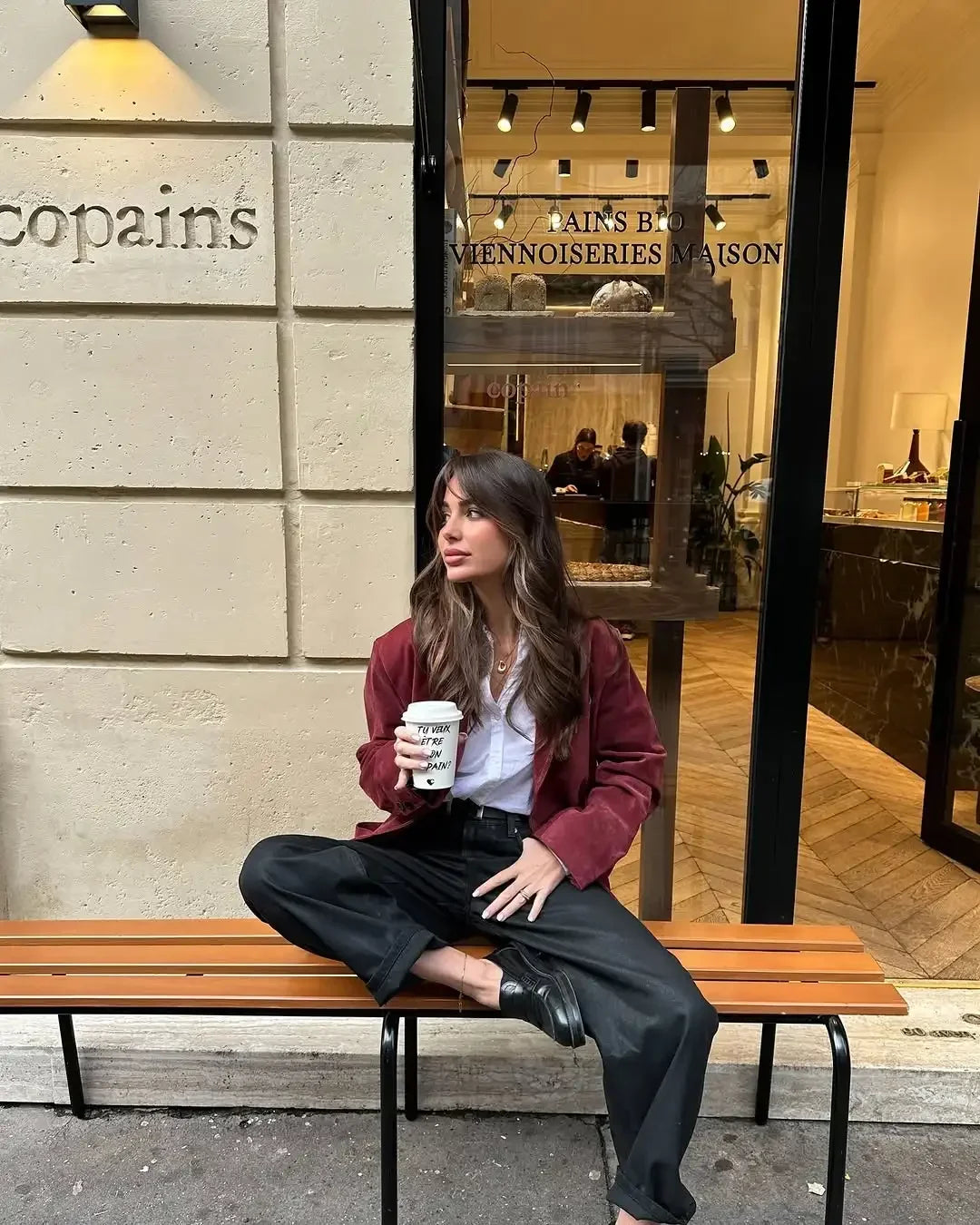 Vintage Wine Red Suede Lapel Jacket Women Chic Single Breasted Laple Full Sleeve Loose Office Elegant Overcoat Autumn