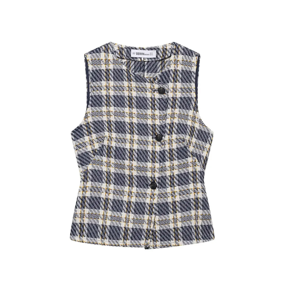 Women Retro Plaid Pleated Culottes Sets Lady Casual Sleeveless Single Breasted Slim Short Vest Suit 2026 Daily Commute Outfits