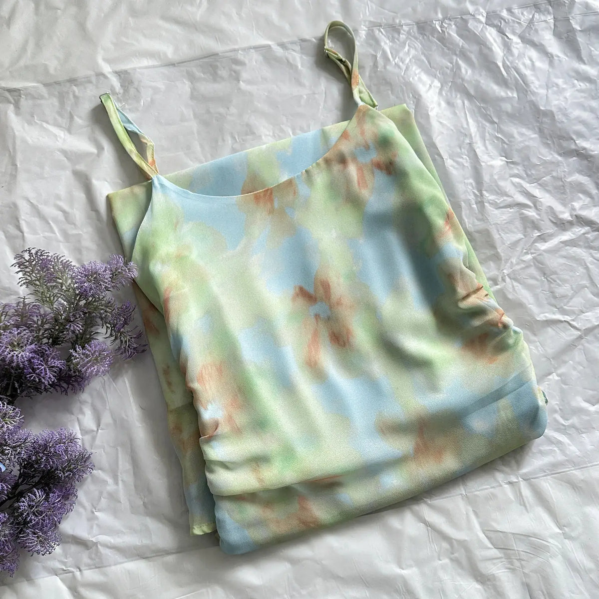 Suspender Dress Printed Long Chiffon Waist Slimming Atmosphere Female 24 New Summer Sweet Long Dress