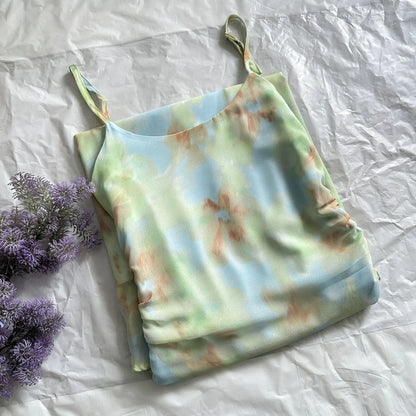 Suspender Dress Printed Long Chiffon Waist Slimming Atmosphere Female 24 New Summer Sweet Long Dress