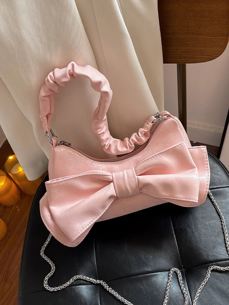 Bow Totes Hobos Shoulder Crossbody Bag for Women Casual Handbag and Purses 2024 New Trendy Design Messenger Bags