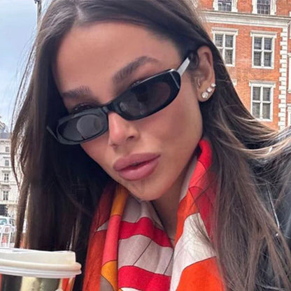 Fashion Cat Eye Sunglasses Women's Luxury Brand Small Oval Black Sun Glasses Women Goggle Trends Rectangle Eyewear UV