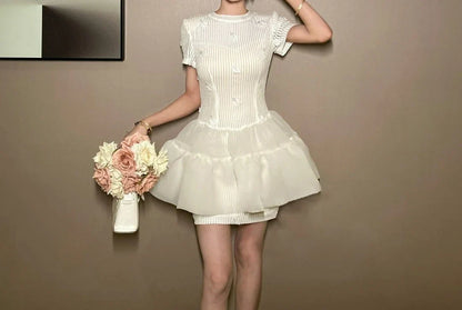 Retro Design Tutu Dress Dress Women's Summer New Temperament Sweet and Thin Striped Skirt