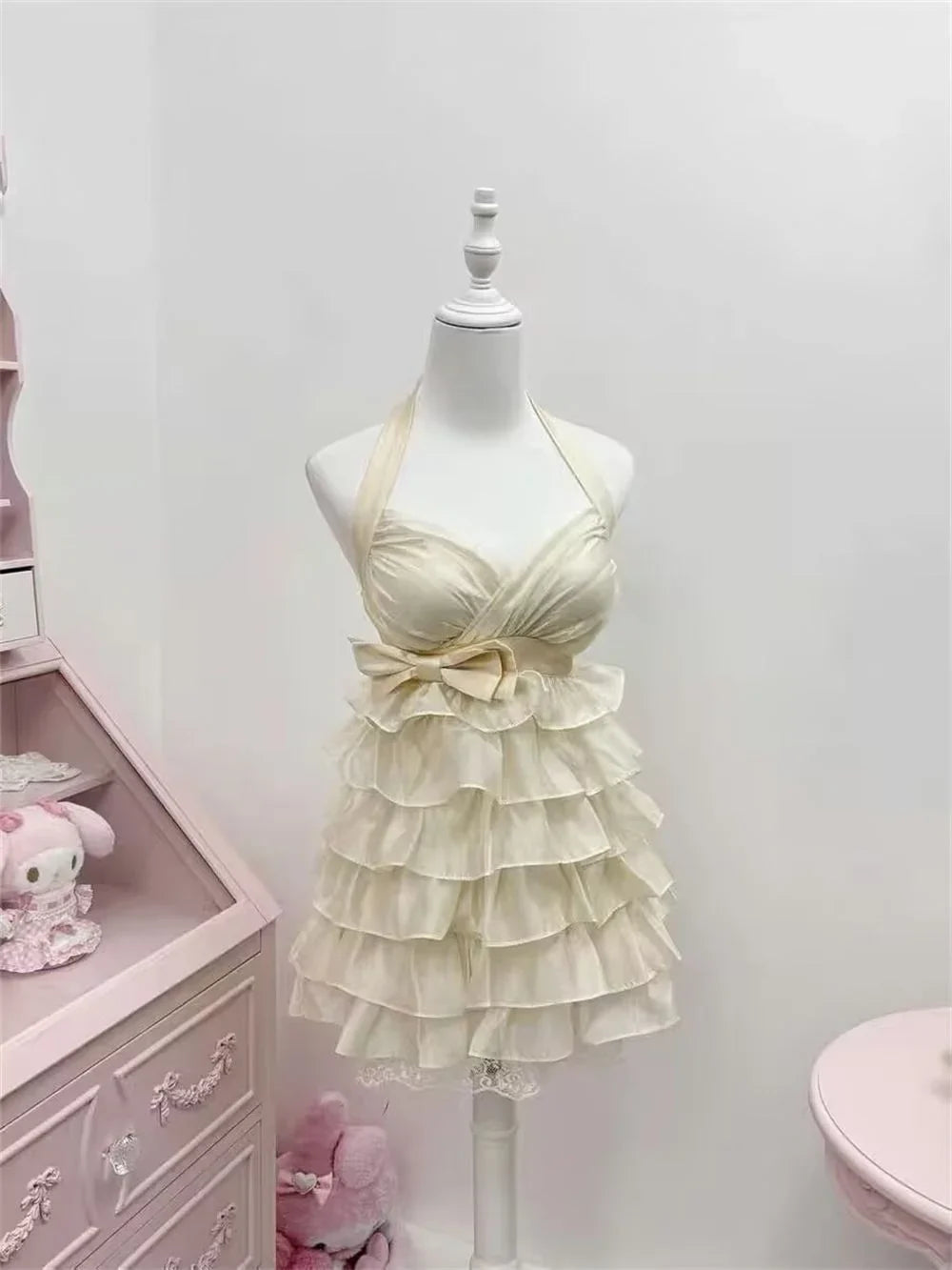 2000s Aesthetic Elegant Retro Women Summer Dresses Y2k Design Lace Beach Dress Female Bow Princess Chic Korean Popular Clothes