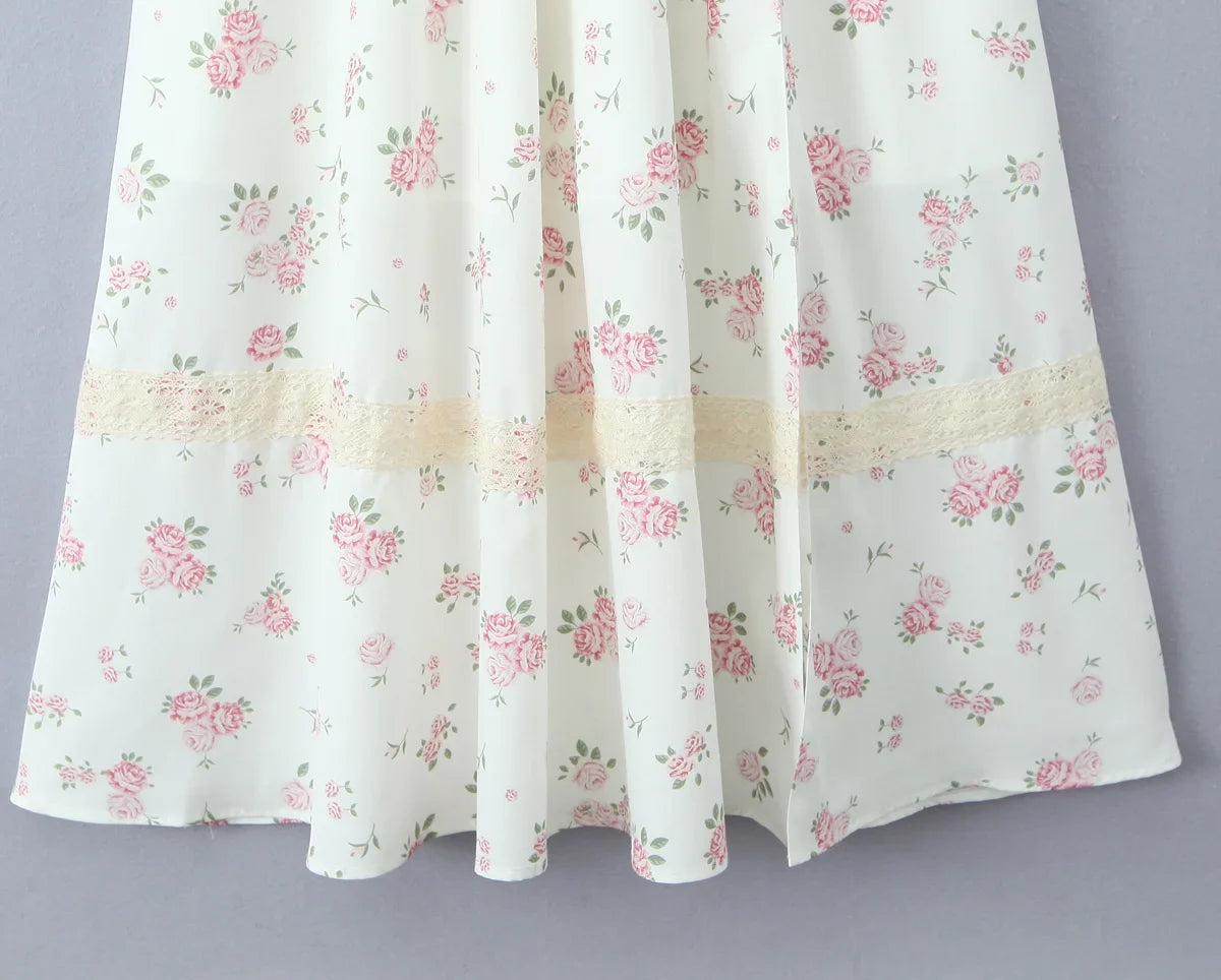 New 2025 Women Floral Print Elegant Sling Long Dress Sexy Thin Straps Hem Slit A-line Summer Holiday Dresses