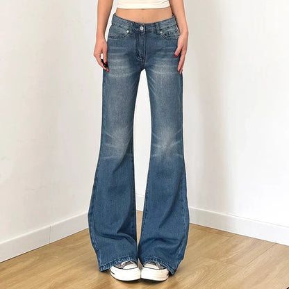 Y2K Blue Straight Jeans Korean Fashion Street Style Denim Pants Basic Casual Harajuku Slim Fit Trousers Spring Outfit
