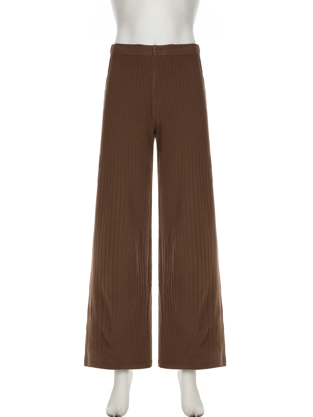 Casual Solid Knitted Pants Basic Loose Mid-Waisted Wide Leg Pants Women Autumn Winter Fashion Streetwear Ladies