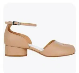 New Purple Women Tabi Shoes Split Toe Female Chunky High Heel Pumps Ankle Wrap Designer Summer Sandals Mary Janes Big Size