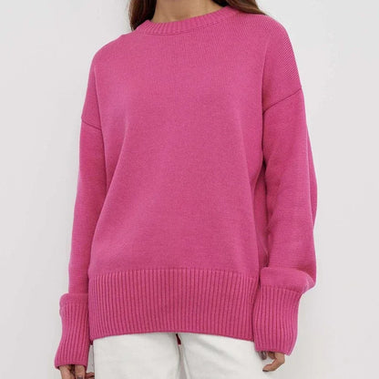 Solid Thicken Knitted Sweaters Women Loose O-neck Long Sleeve Female Pullovers Autumn Winter Fashion New Chic Lady Outwears