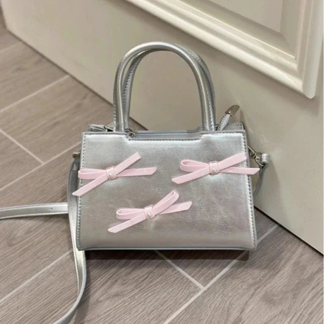 Japanese Fashion Fairy Top-Handle Bags Office Lady Sweet Y2k Aesthetic Shoulder Crossbody Bag Casual Elegant Bow Women Handbags