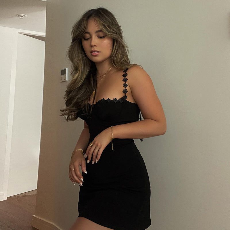 Square Neck Puff Sleeve Lace Panel Mini Dress