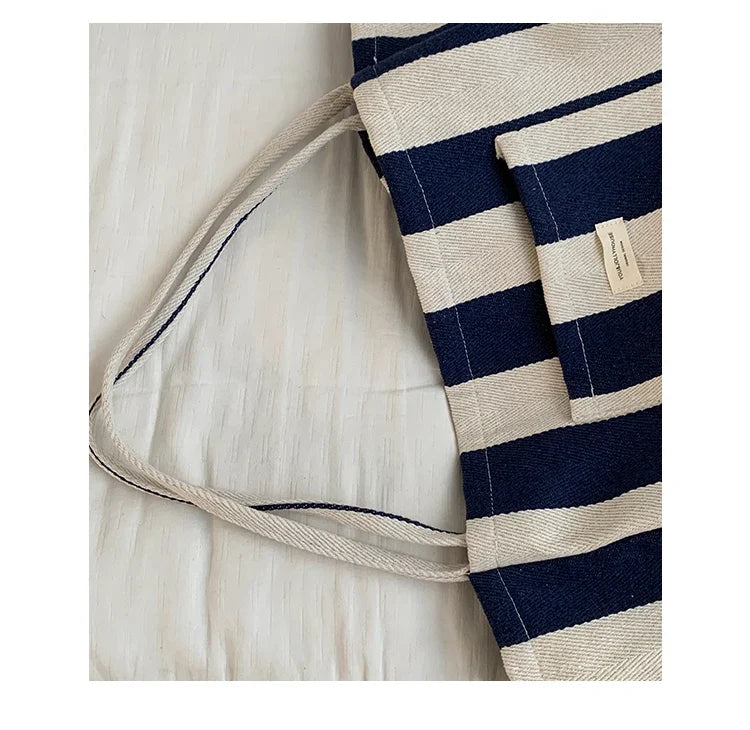 Checkered Canvas Bag for Women Korean Tote Casual Large Capacity Student Shopping Bags
