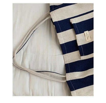 Checkered Canvas Bag for Women Korean Tote Casual Large Capacity Student Shopping Bags