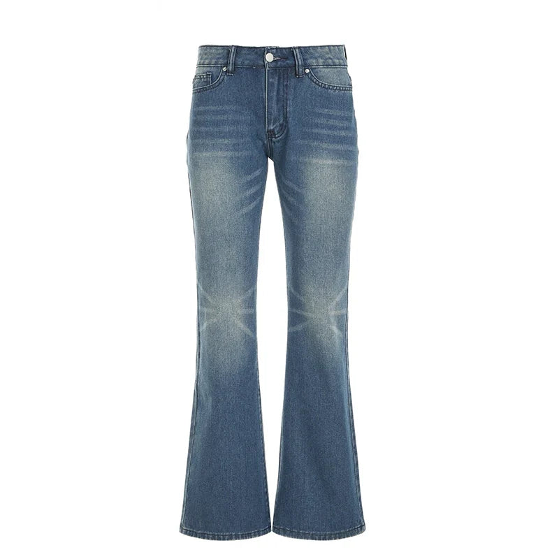 Y2K Blue Straight Jeans Korean Fashion Street Style Denim Pants Basic Casual Harajuku Slim Fit Trousers Spring Outfit