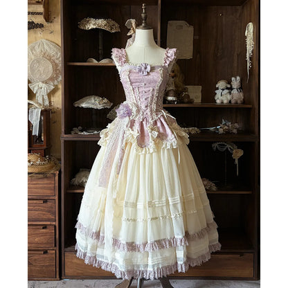 Japanese Vintage Style Women's Purple Beige Blue Bow Slim Long Dress Coming-of-age Birthday Banquet Host Evening Dress