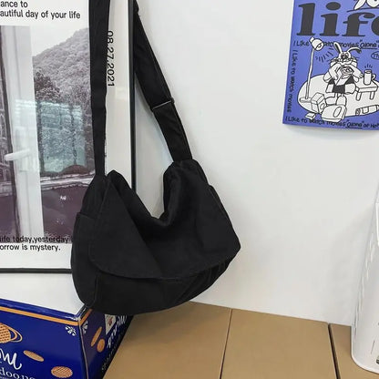 Canvas Bag for Female College Students Class Crossbody Postman Large Capacity Fashion Shoulder Bags