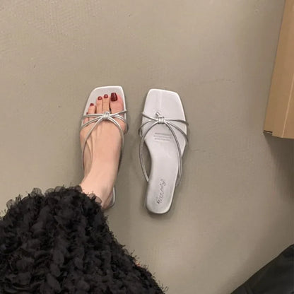 Red Summer Women Slippers Fashion Women's Narrow Band Flat Flip Flop Shoes Ladies Casual Outdoor Beach Slides Sandalias Muj