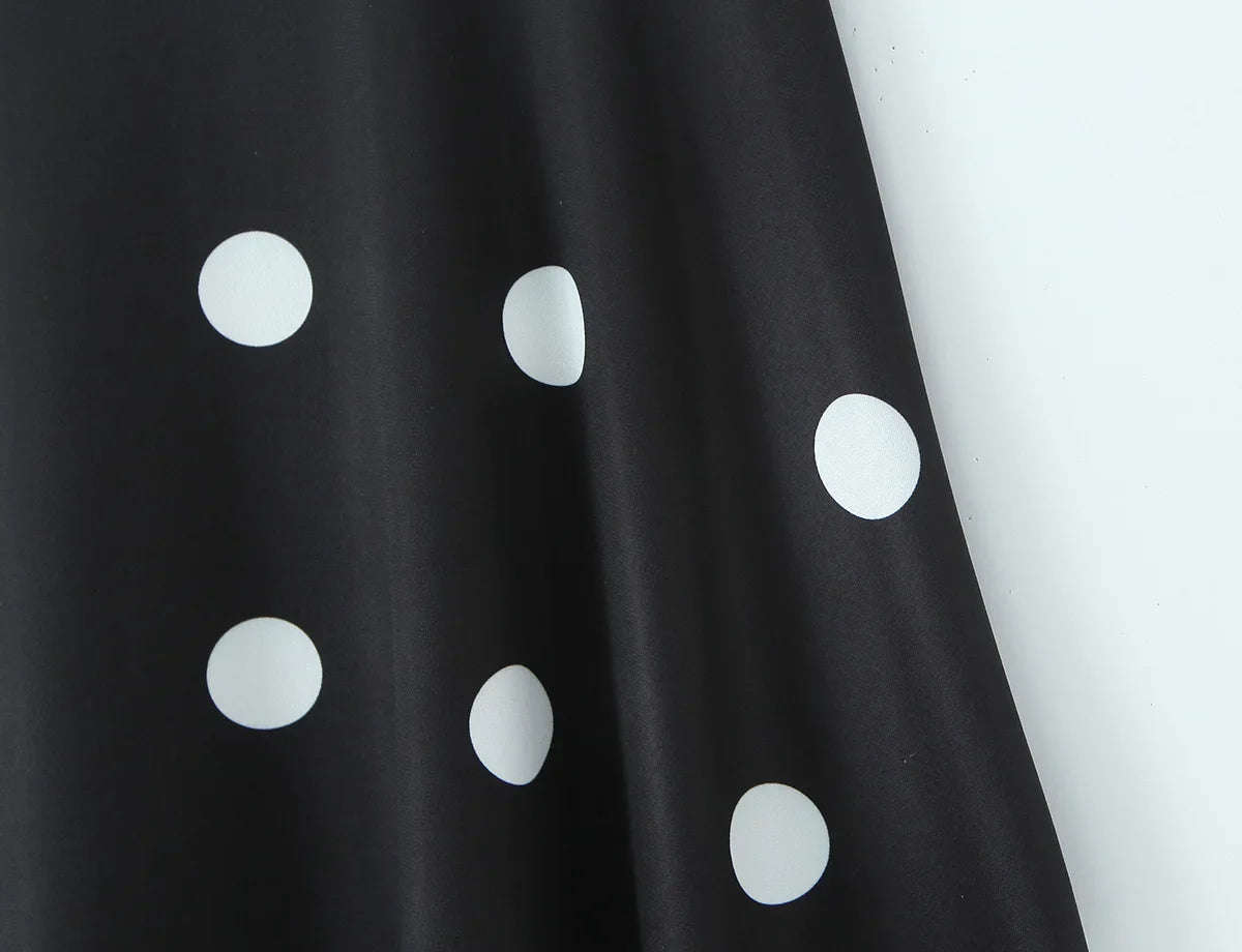 Halter Neck Camisole Polka Dot Skirt Set Women's Summer Sexy Fashionable Personality Neckband Backless Beach Vacation Black Set