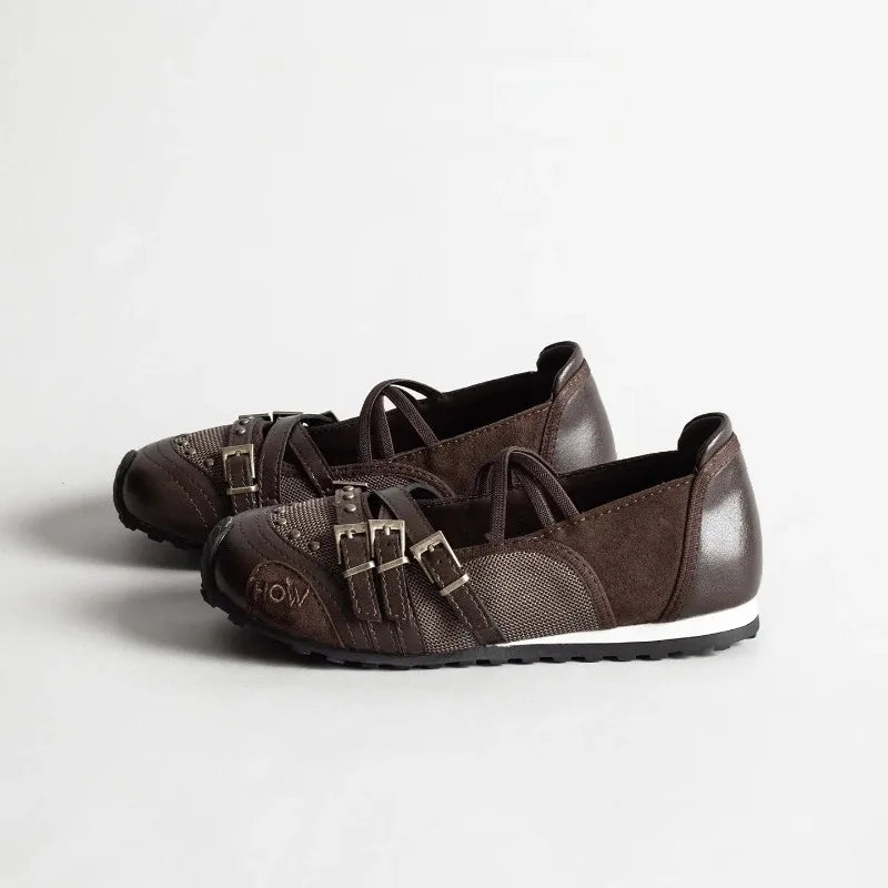 Women's Mary Jane Flat Shoes with Bow Cross Band Soft Bottom Leather Surface Retro Ballet Style Casual Footwear Summer Season