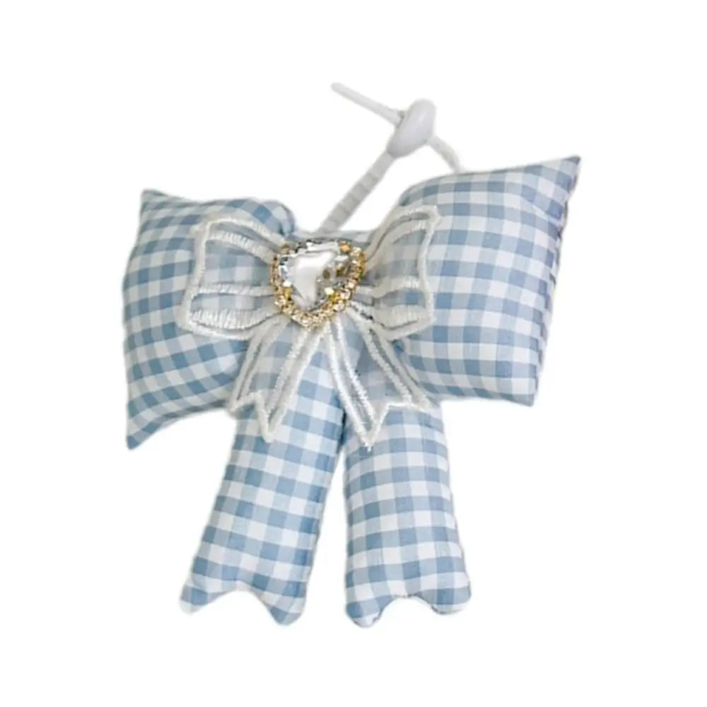Creative Cloth Bowknot Bag Pendant Rhinestone Lattice Bow Keychain Heart Phone Charms Pendant Phone Chains Bag Ornaments