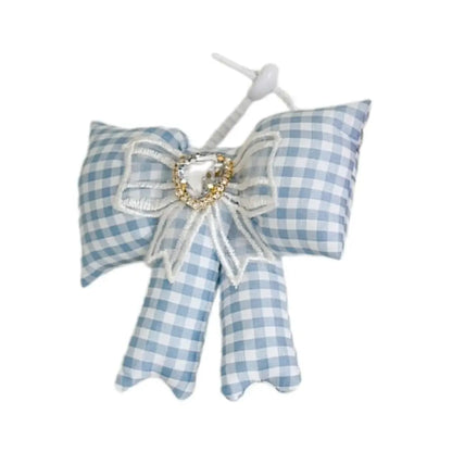 Creative Cloth Bowknot Bag Pendant Rhinestone Lattice Bow Keychain Heart Phone Charms Pendant Phone Chains Bag Ornaments