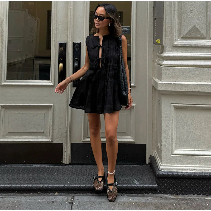 Cross border Foreign Trade Summer New Women's Round Neck Strap Dress from Europe and America