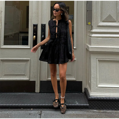 Cross border Foreign Trade Summer New Women's Round Neck Strap Dress from Europe and America