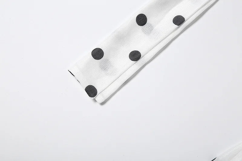 Sexy White Dot Print Strapless Maxi Dress with Matching Scarf for Women Summer Sleeveless Mesh Patchwork Vacation Dress