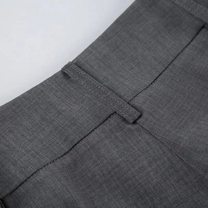 Sophisticated Pants Textured Pleated Low-Waist Pants Figure-Flattering Tailored Woven Pants Curve Enhancing Long Trousers