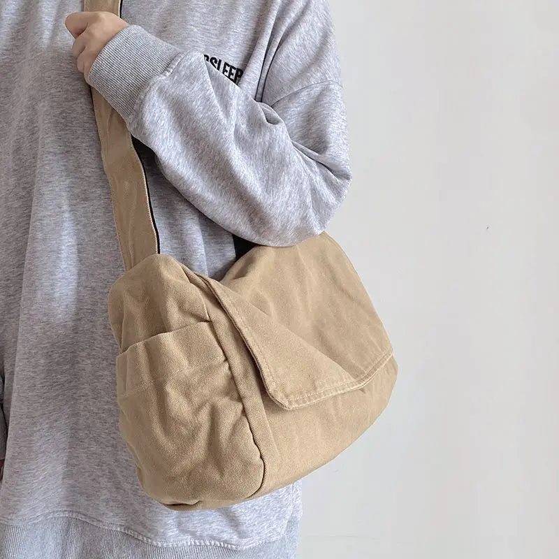 Canvas Bag for Female College Students Class Crossbody Postman Large Capacity Fashion Shoulder Bags