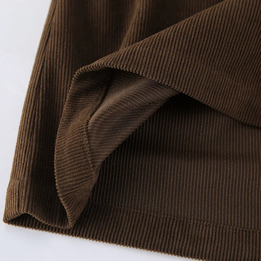Corduroy Half length Skirt for Women, High Waist Commuter Versatile, Slim Look, A-line Hip Wrapping Skirt