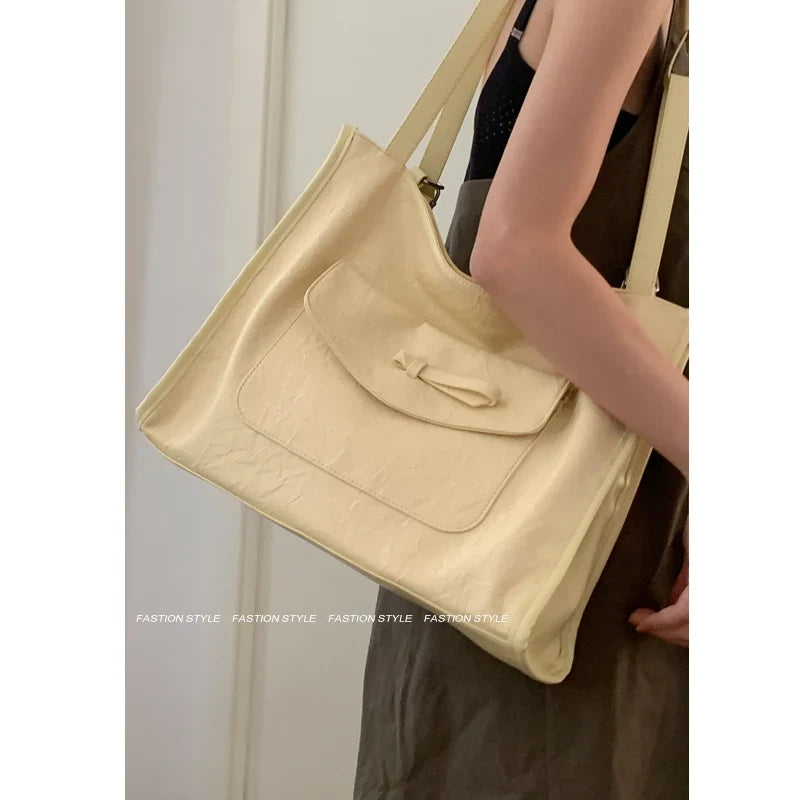 Korean Large Capacity Shoulder Bag Women's 2024 New Summer Fashion Commuter Handbag Versatile Casual Tote Bags