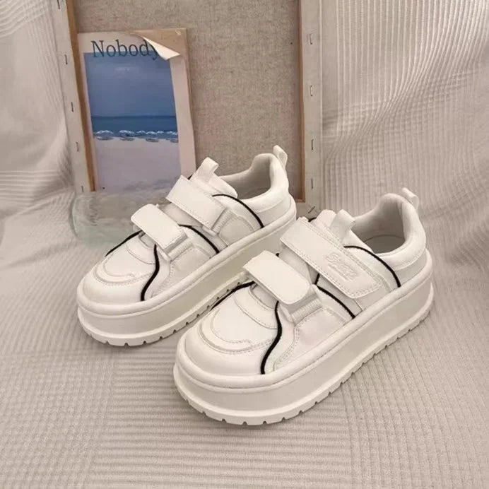 Little White Shoes Heightening Women's Shoes New Outdoor Sneakers Summer Leather Platform Casual Running Shoes Girl