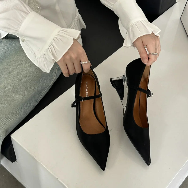 Designer Office Women Pumps Shoes Fashion Shallow Wedge High Heels 2025 Spring Autumn Wedding Party Shoes Mujer