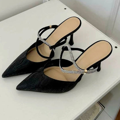 Shiny Pointed Toe High Heels Women Luxury Party Dress Shoes Sexy Elegant Slingback Shoes Fashion Brand Sandals for Women Pumps