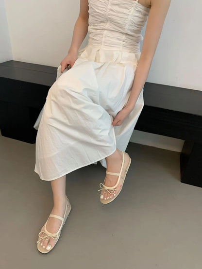 Water diamond mesh breathable shallow mouth single shoe for women's summer outdoor wear 2025 new flat bottomed bow ballet shoes