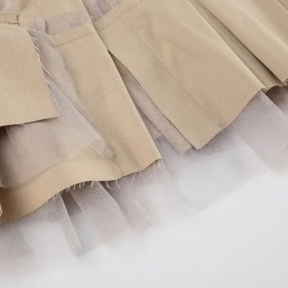Rhinestone Belts Sexy Y2K Irregular Layered Mesh Cargo Skirts for Womens Summer Fashion High Waist Micro Mini Skirt Female