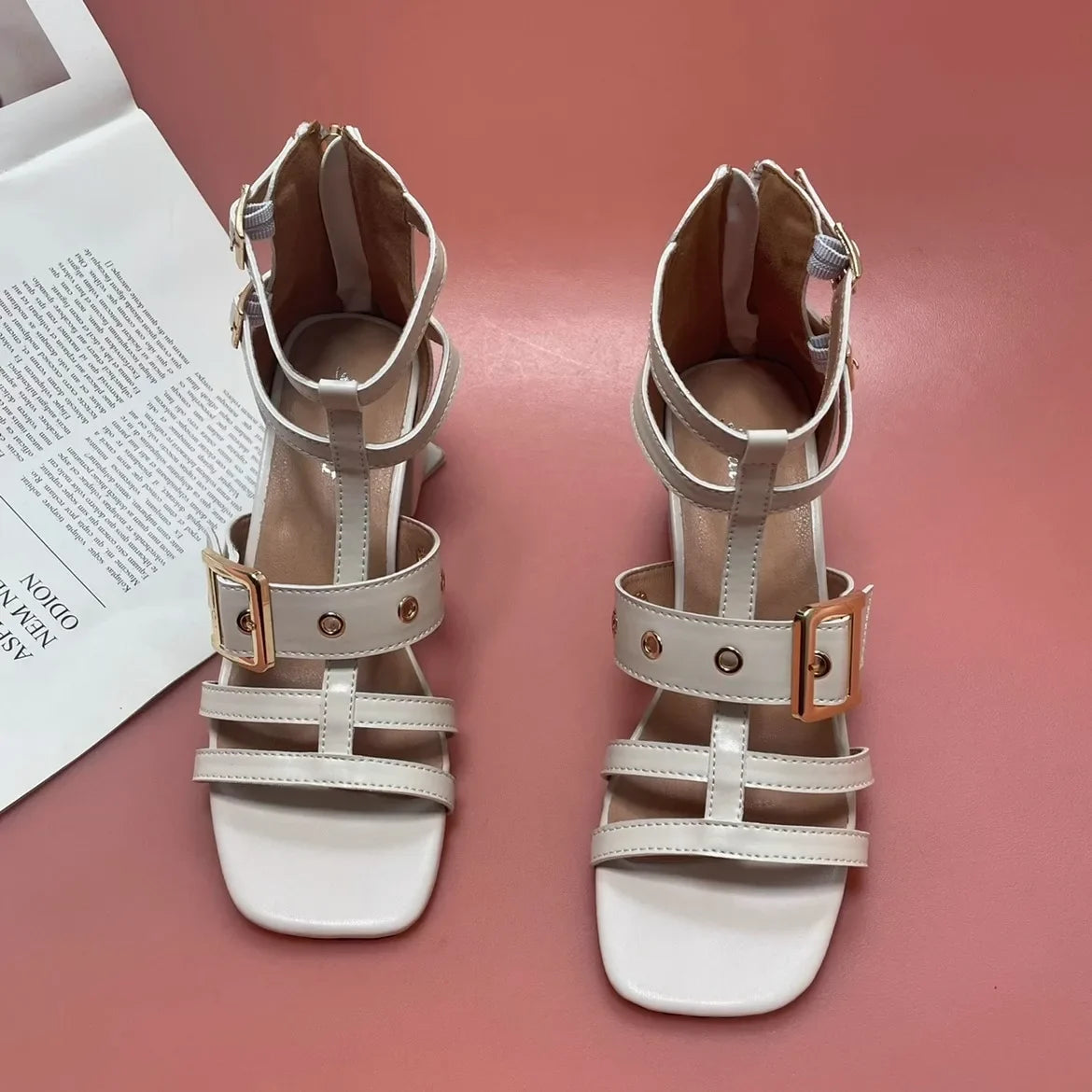 Open Toe Belt Buckle Zapatos Mujer 2024 Tendencia Slingback Heeled Sandals Ankle Strap Women Shoes Soft Leather Tacones Summer