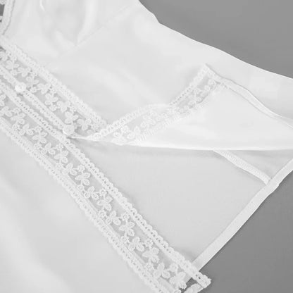 Elegant Lace Satin Skirt Set Women's Sexy V-Neck Camisole Short Skirt 2-Piece Set Summer Stylish Casual Commuter Set