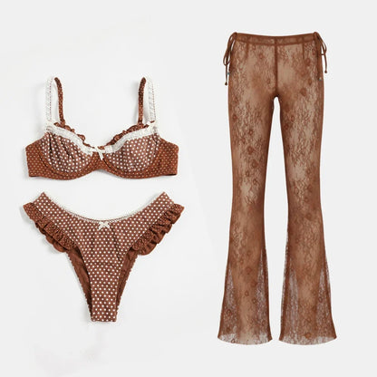 Sexy Underwire Bikini Ruffle Swimsuit Women Swimwear High Leg Two Piece Bathing Suit Beachwear Summer Biquini