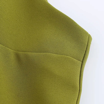 Chic Vintage Green Women's Dress V Neck Strap Sleeveless Shift Mini Dress Fashion 2025 Elegant Evening Dress