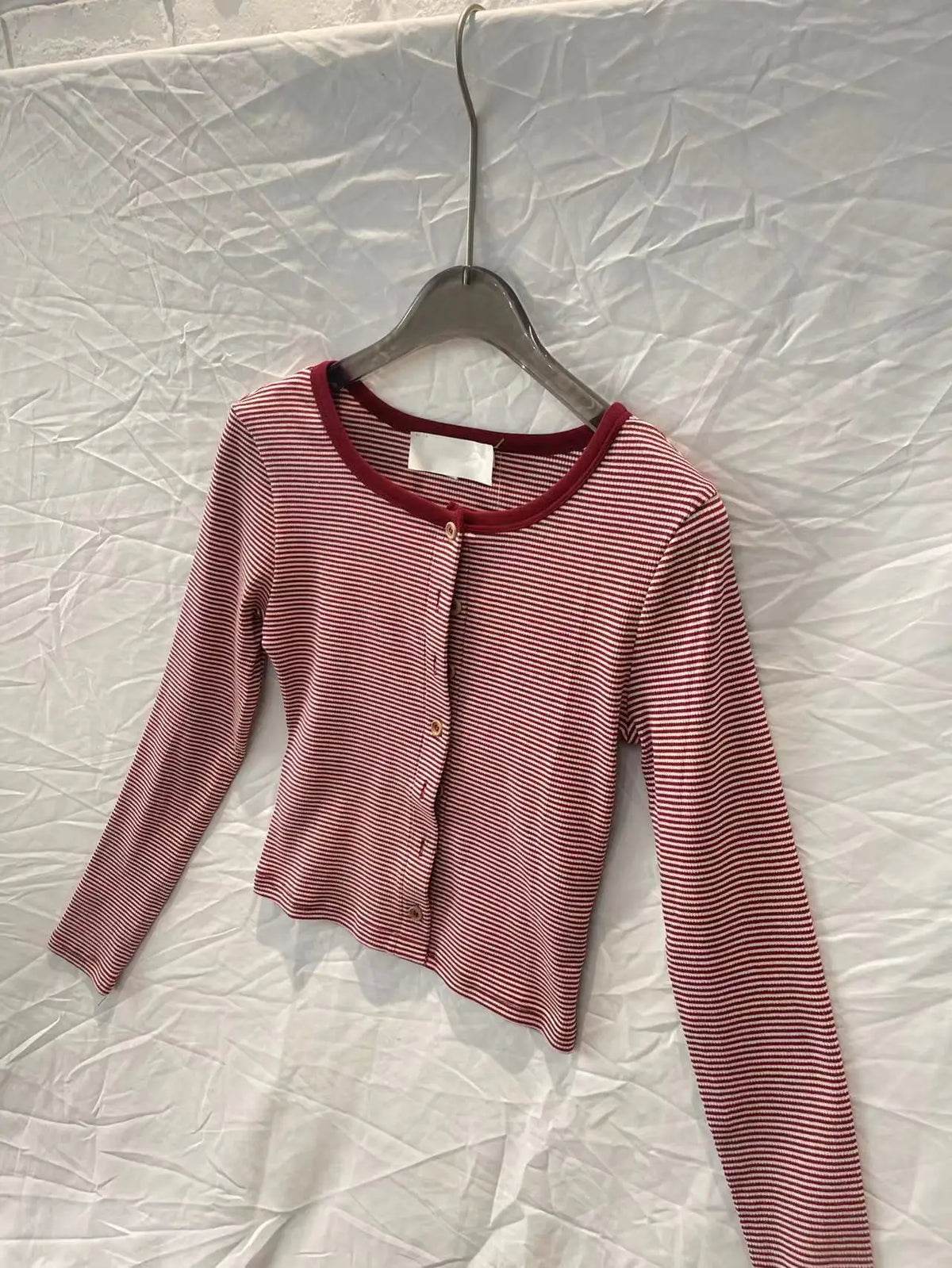 Red Striped Y2k Vintage 2 Piece Set Women Buttons O Neck Crop Top Long Sleeve+Drawstring Shorts Sweet Fashion Slim Shorts Sets